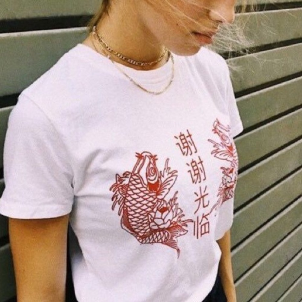 Brandy Melville John Galt Koi Graphic T-shirt
